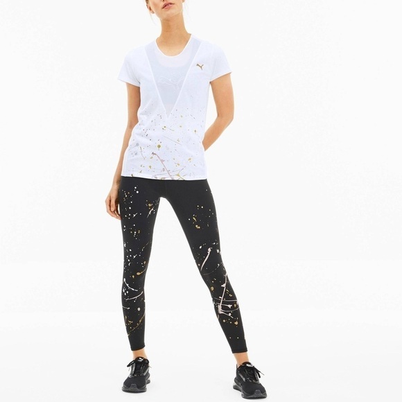 NEW PUMA Metal Splash Deep V Mesh Painted T-shirt - Picture 4 of 9